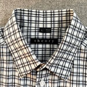 Theory Cotton and Linen Short Sleeve Button Up
